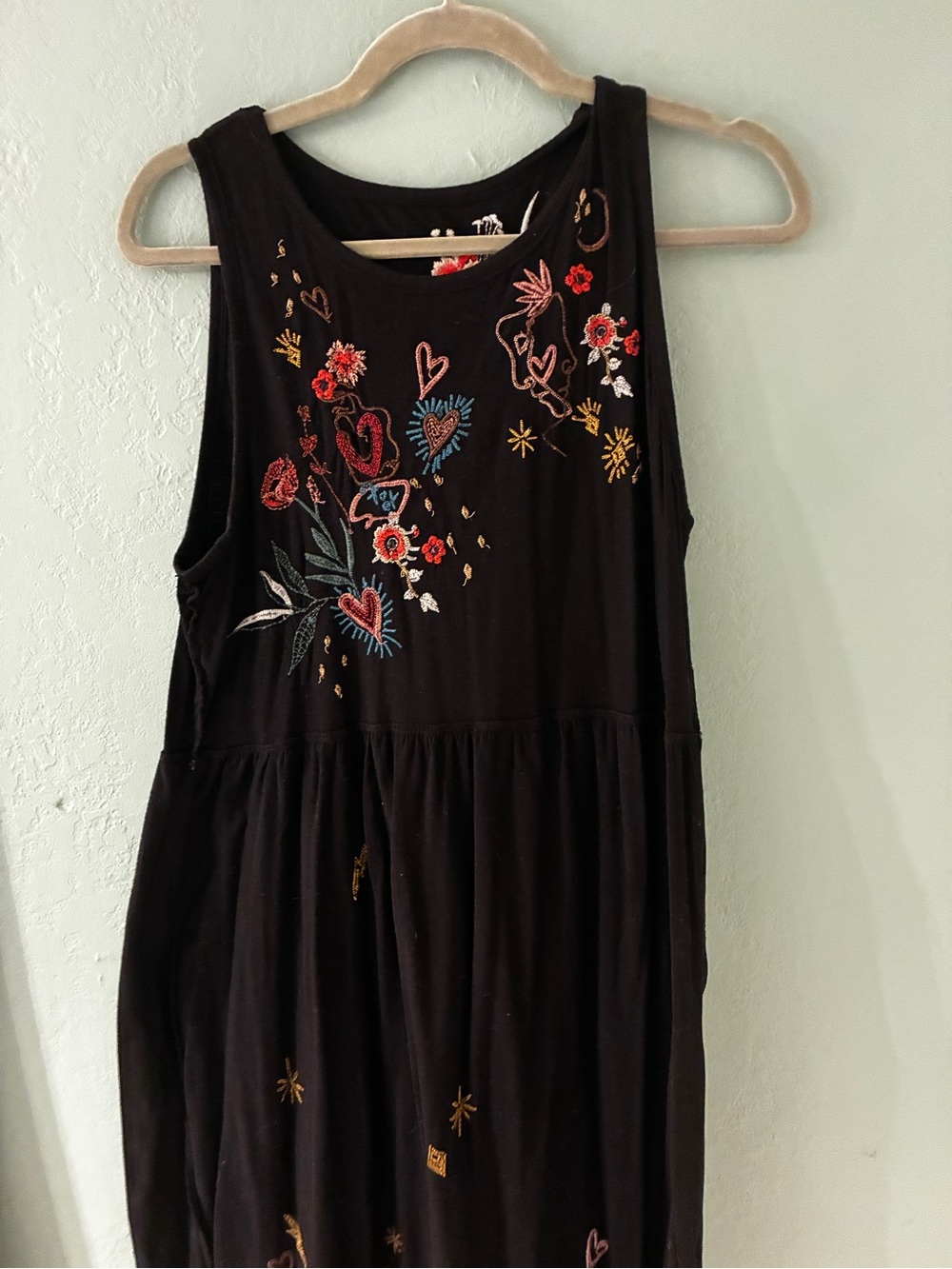 Womens Black Embroidered Sleeveless Dress by Johnny Was